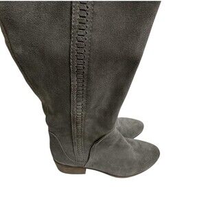 Vince Camuto Kochelda Suede Over The Knee Boots Womens 8.5 Gray Flat Zip Riding